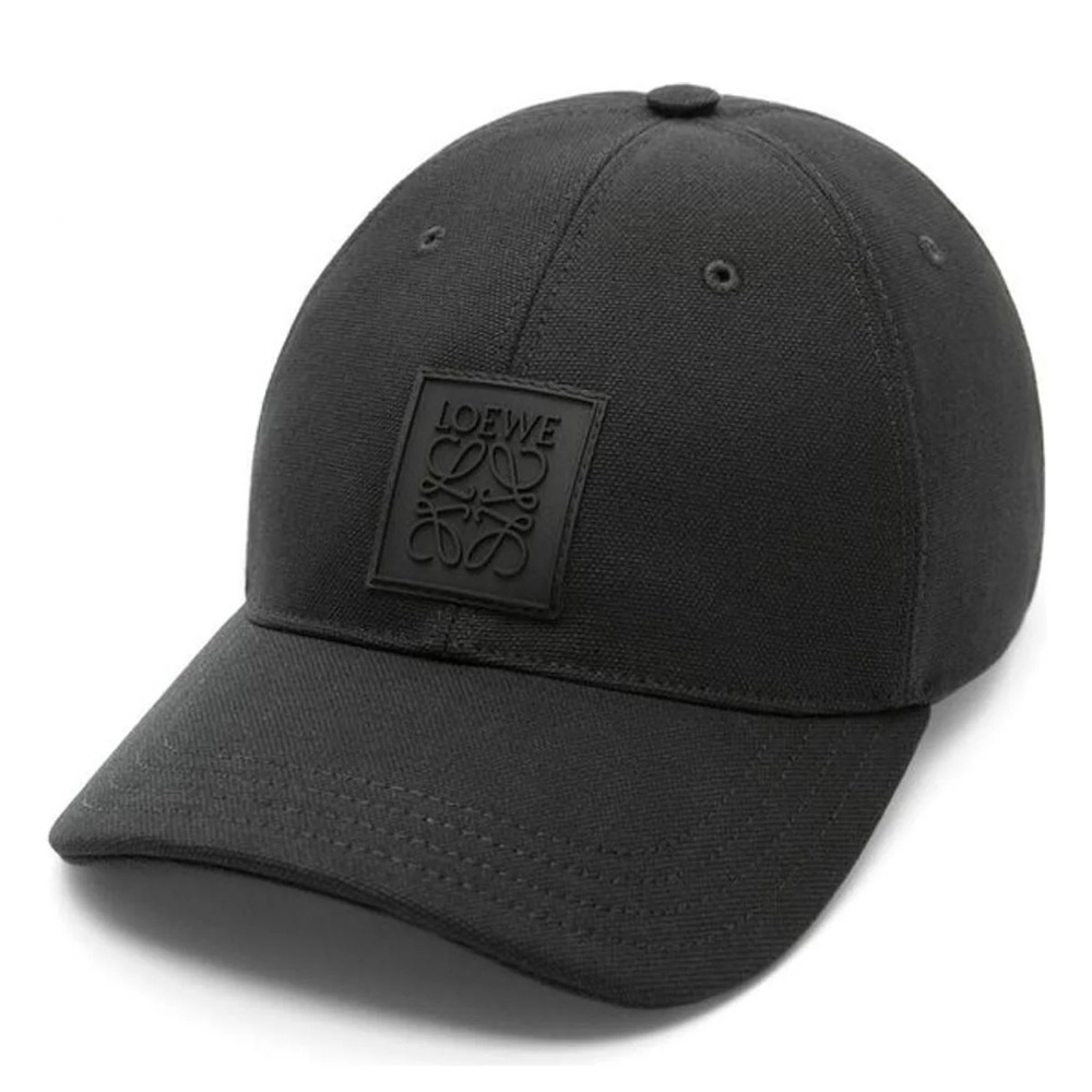 Loewe Canvas Rubber Logo Patch Baseball Cap Hat Black